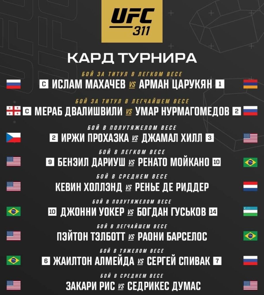 ufc 311 кард